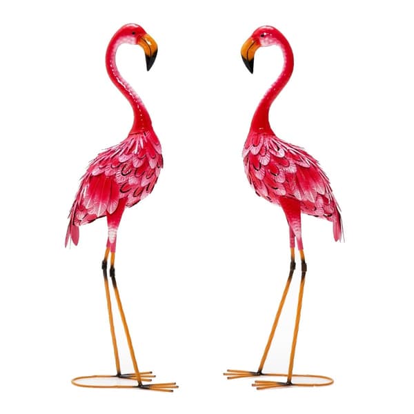 Flamingo-puutarhapatsasetti, metallia, 2 osaa, 89 cm