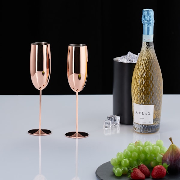 Champagneglas i rostfritt stål, set om 4