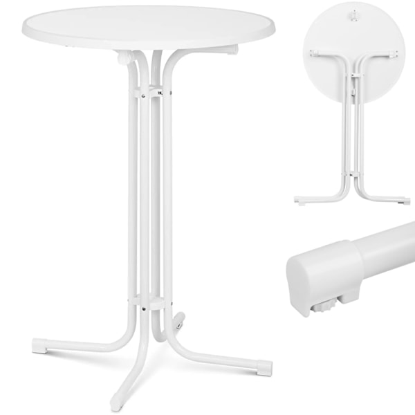 Bord, rund barbord, högt, fällbart, dia. 80 cm hög 110 cm vit