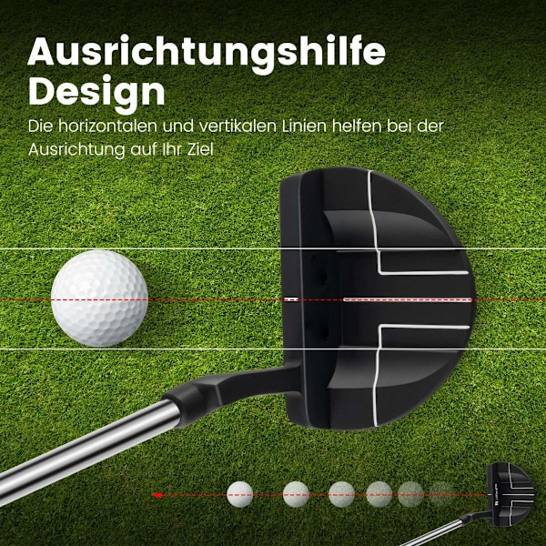 Golf Putter 89 cm rustfri stålhammer putter med rustfrit stål hoved og skridsikkert greb