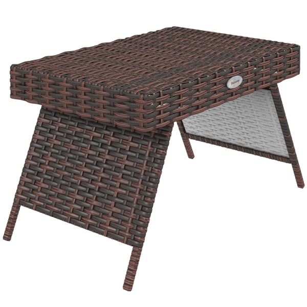 Rattan Havebord Foldebord Vejrbestandigt Brun 60X41X41Cm