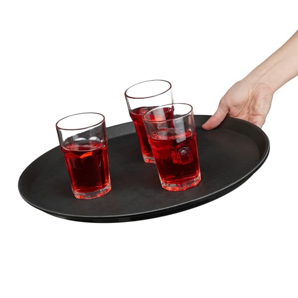 Store sorte serveringsbakker, sæt af 2, Ø40cm