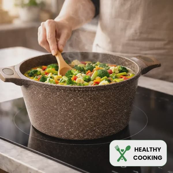 Granit Nonstick Gryde Med Glaslåg, 24 Cm