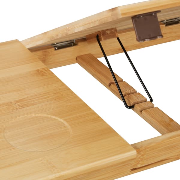 Hopfällbart Bambu Laptopställ – Justerbart Sängbord