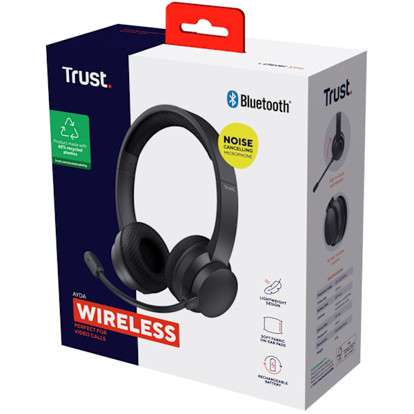 Ayda Trådløst PC Headset Bluetooth ENC Sort