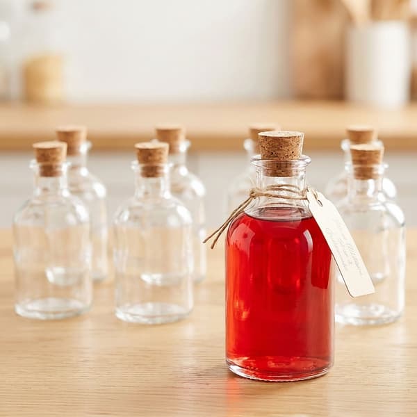 8 lasipullon setti korkeilla – 150 ml, pyöreä