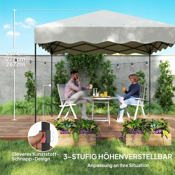 Pavillon ca. 3x3m, vandafvisende, stabil, vintersikker pop-up foldepavillon med UV-beskyttelse 50+, sammenfoldeligt partytelt, havetelt med rulletaske