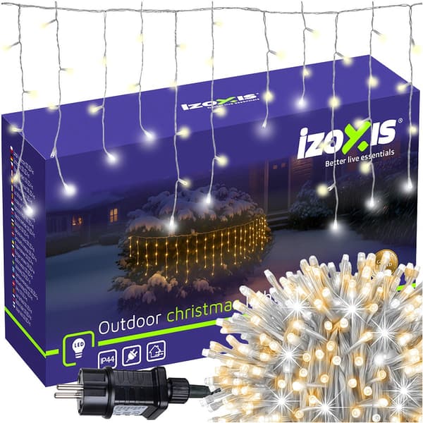 Jule-istaplys, 100 LED, 6m, varm hvid, IP44