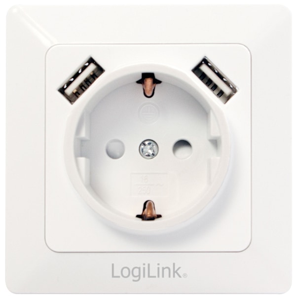 Vägguttag 230V med 2xUSB 2,1A