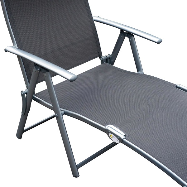 Garden Lounger Liggestol Solseng Foldbar Justerbar Med Pude Havegrå Metal + Stof Grå 137 X 63,5 X 100,5 Cm