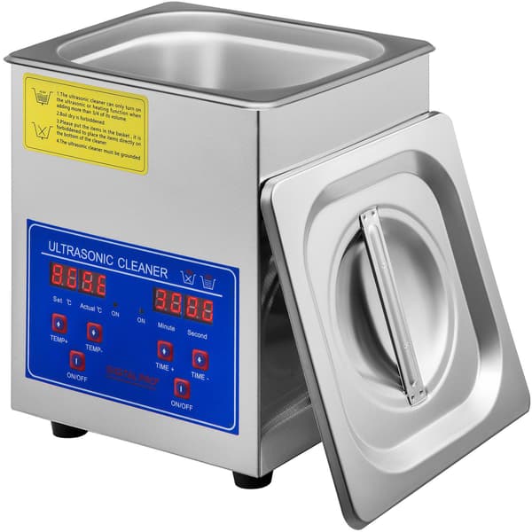 Ultralydsrenser 40kHz, 1,3L rustfrit stål, digital timer