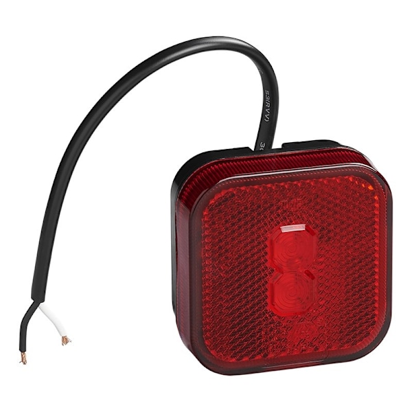 Baglygte 12/24V rød 65 x 65 mm LED