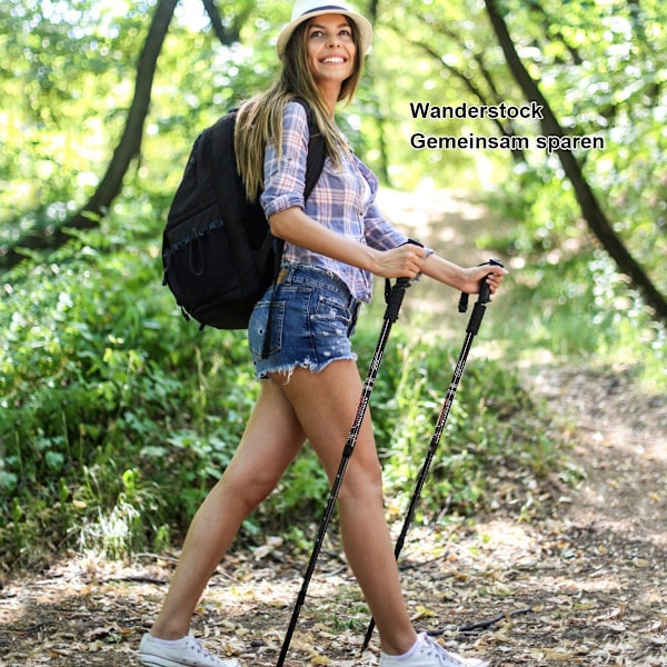 Vandrestave pakke med 2 justerbare vandre-klatrestave 66-137 cm sort