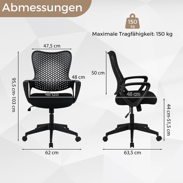 Ergonomisk kontorstol med justerbar ryglæn i net