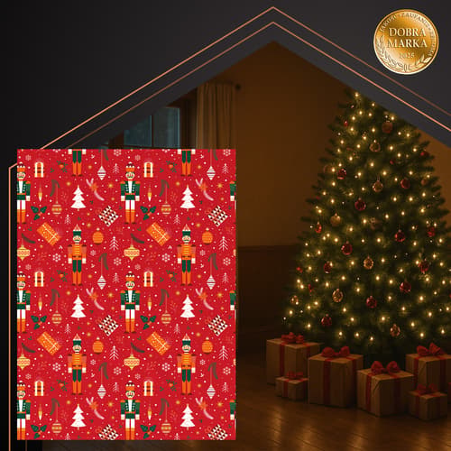 Julfilt i flanell, 150x200 cm, röd polyester
