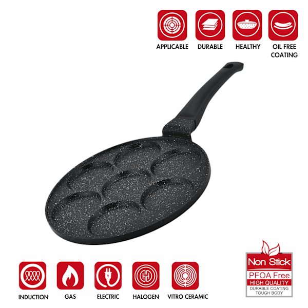 Herzberg HG-CP267HO: 26 cm marmorbelagt pandekage- og crepepande - 7 almindelig åbning