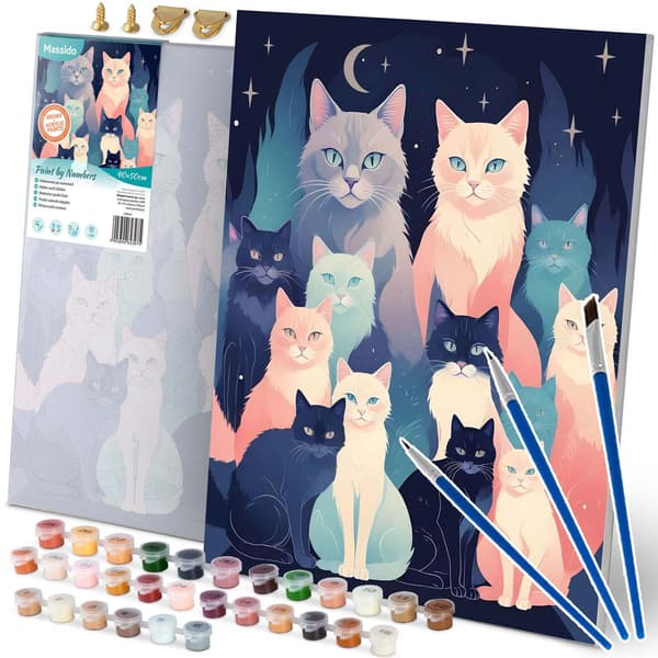 Maleri efter tal 40x50 cm Massido Cats