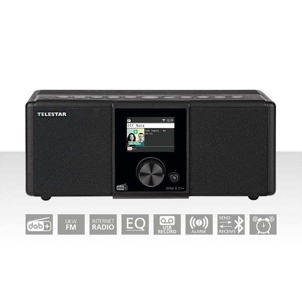 DIRA S21i+ EWF Multifunktionell stereoradio DAB+ / FM / Internet / Bluetooth Svart