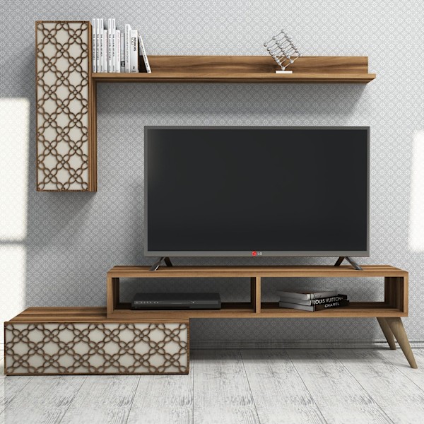 TV Unit Planet - Valnød, Creme