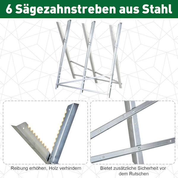 Moottorisaha sahahevonen taitettava sahan runko polttopuille hopea metalli 83 x 83 x 79 cm