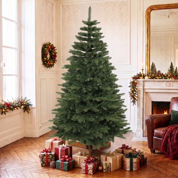 Kunstigt juletræ 180 cm, grønt, foldbart træstativ