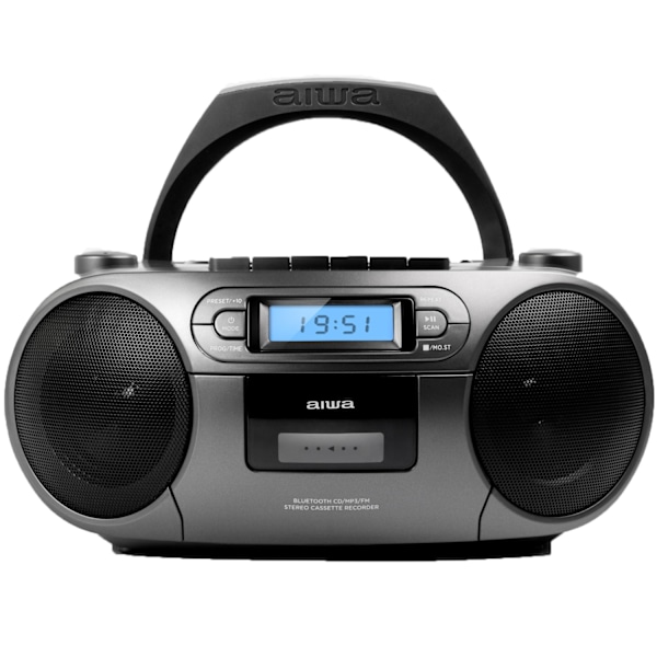 Kassetteradio CD/FM-radio/kassettebånd/USB/BT Mørkegrå