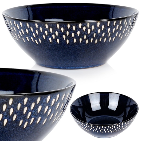 Keramisk salladsskål, marinblå, 20 cm, 1,1 l