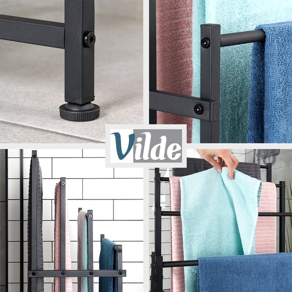 Stående metal håndklædeholder, sort