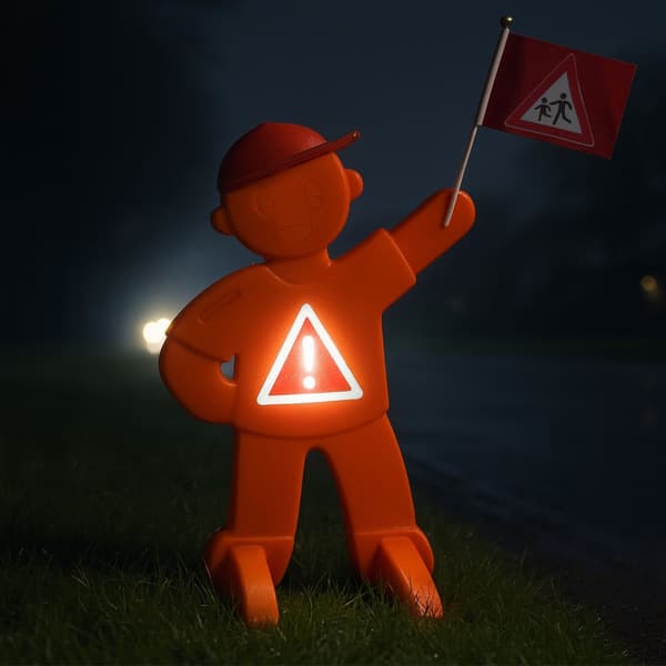 Advarselsfigur til børn med rødt flag