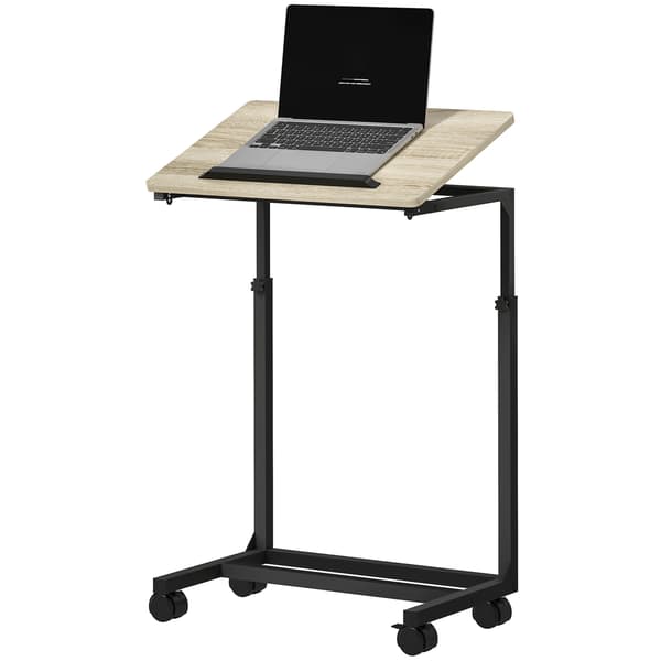 Justerbart sidobord med hjul, metallram, tippbart