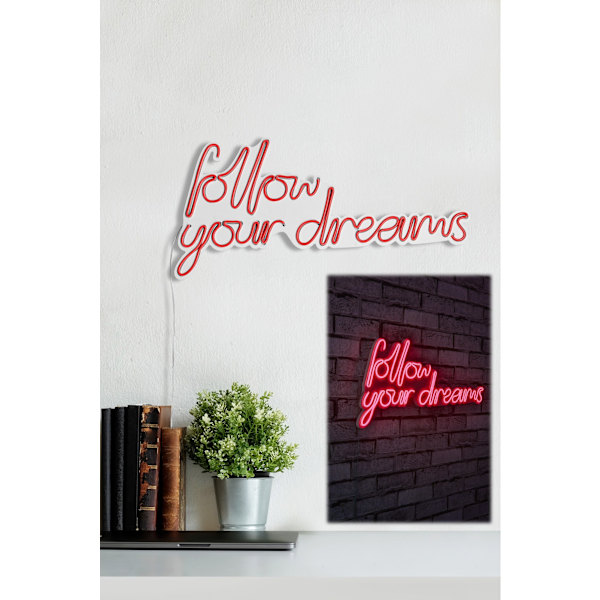 Dekorativ Plast Led-belysning Follow Your Dreams - Röd