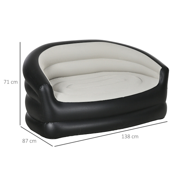 Oppustelig Sofa Oppustelig Sofa Med Blød Plys Til 2 Personer, Indendørs Og Udendørs, Lysegrå, 125X100X87Cm