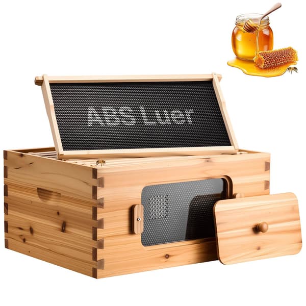Langstroth dyb bikubekasse, 10 rammer, vindue, bivoksbelagt