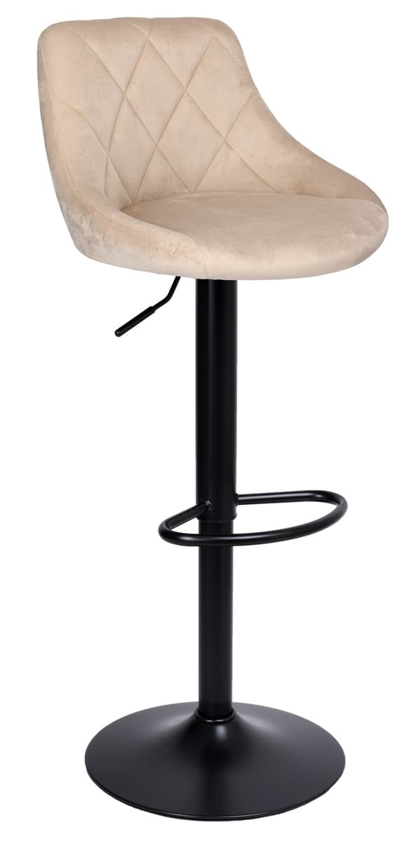 Barstol i sammet, justerbar höjd, beige