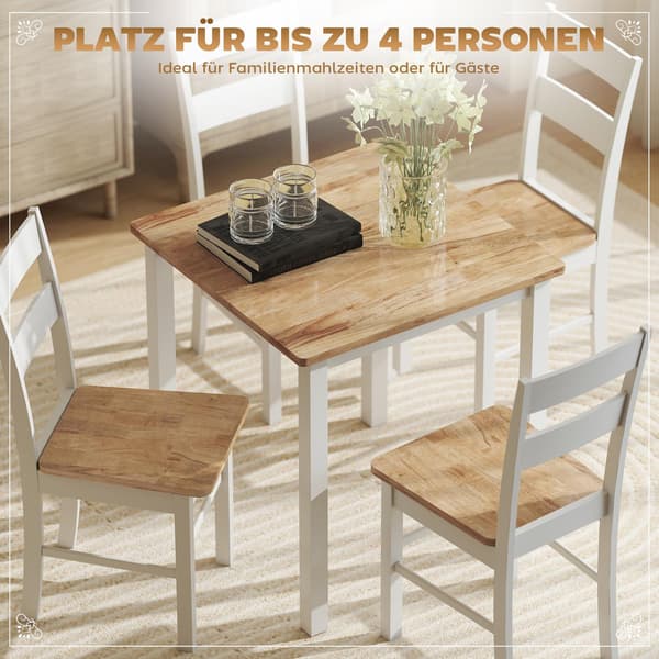 Spisebord til 4, gummitræ, eg finish