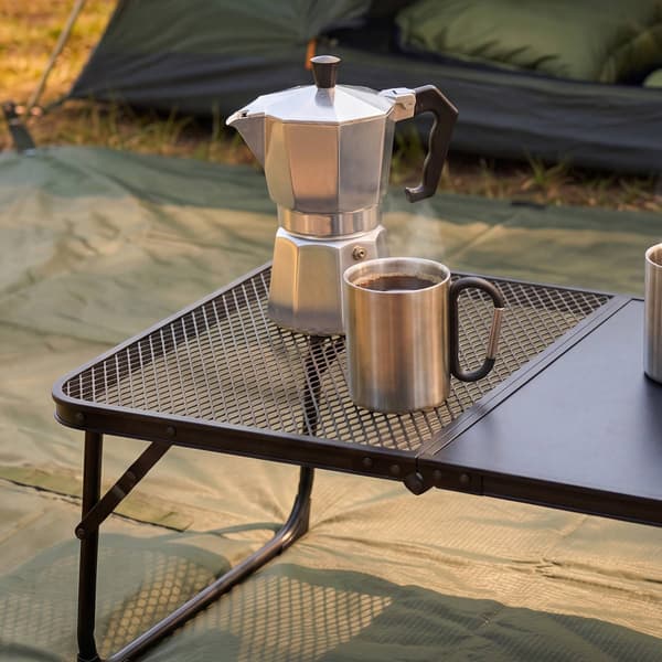 Sort foldbart campingbord – Let, kompakt, 60x40 cm