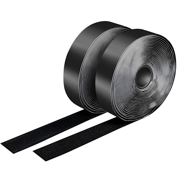 Velcro dobbeltsidet 25mm 5 meter Sort