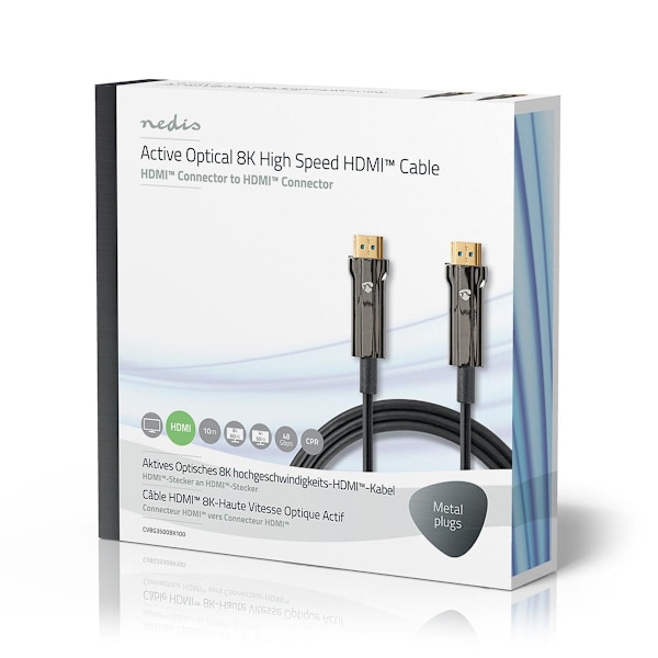 Aktiivinen Optinen Ultra High Speed HDMI-Kaapeli jossa Ethernet | HDMI™ liitin | HDMI™ liitin | 8K@60Hz | 48 Gbps | 10.0 m | Pyöreä | PVC | Musta | Pa