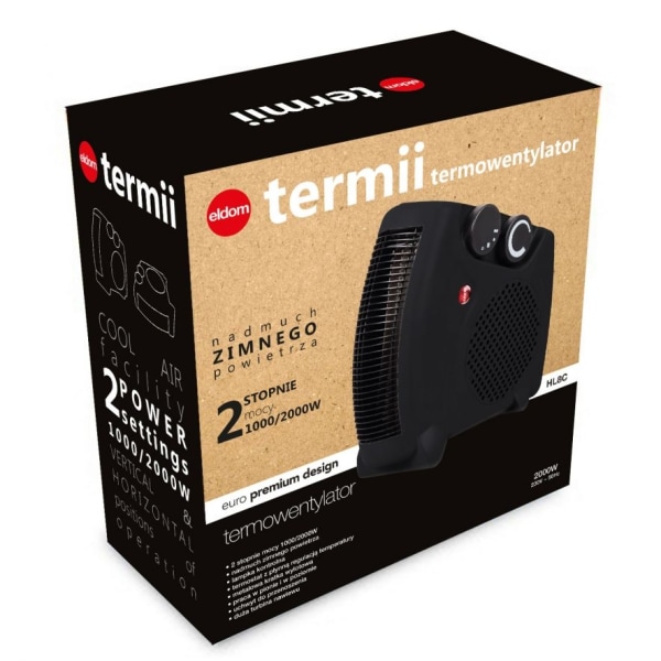 Varmeblæser topradiator Farelka 2000W ELDOM HL8C sort