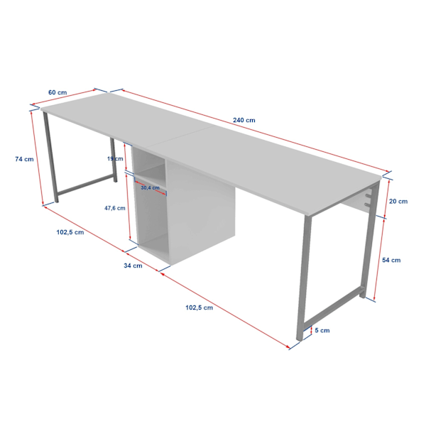 Study Desk Twin Study Desk - Antracit, Svart