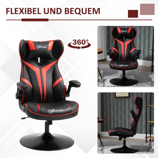 Gaming Chair Ergonomisk Datorstol Med Vippfunktion, Stål, Svart & Röd, 67X75X106-112Cm