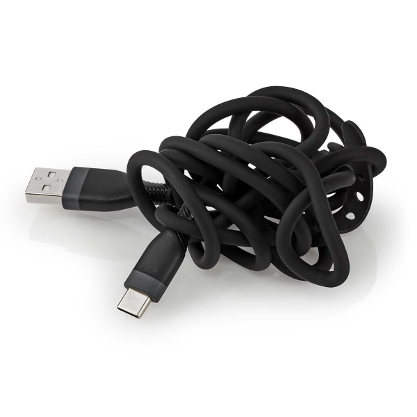 USB kaapeli | USB 2.0 | USB-A Uros | USB-C™ Uros | 15 W | 480 Mbps | Niklattu | 1.50 m | Pyöreä | Silikoni | Musta | Laatikko