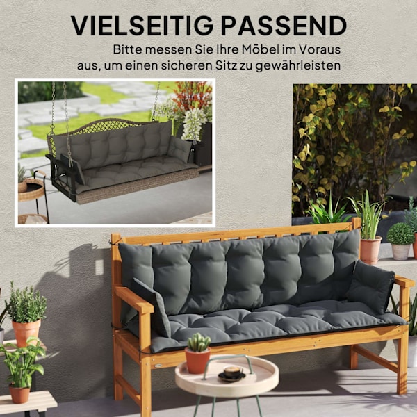 3 personers bænkhynde 180x110x8 cm bænkhynde med bindebånd, sædehynde, udendørs/indendørs stolehynde, sædehynde, sædehynde, bænkhynde til havemøbler,