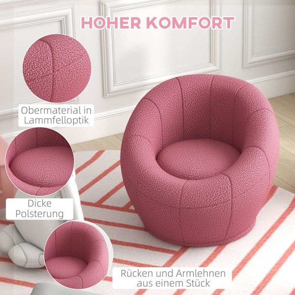Lænestol Roterbar Loungestol Enkeltstol Plysstol Maksimal Belastning 120 Kg Pink