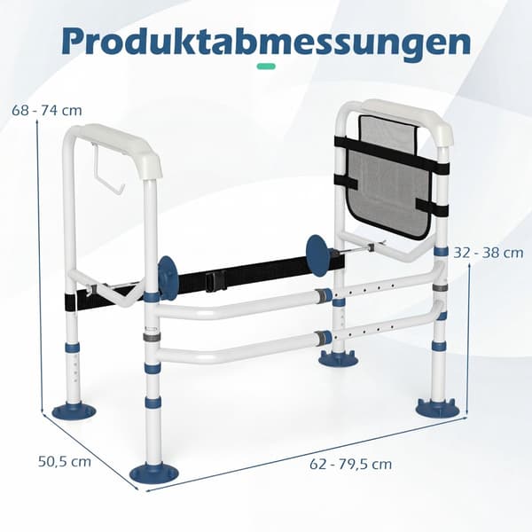 Justerbar toalettstolsram med förvaring, vit