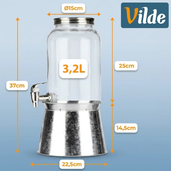 3,2L glas drikkevaredispenser med hane og stativ