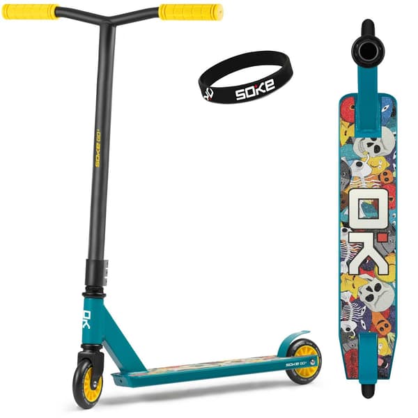 Trickscooter med ABEC-9-kullager, gul-blå