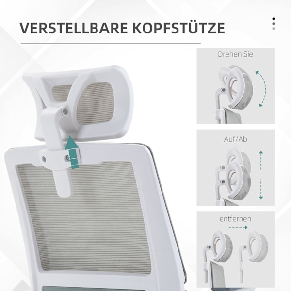 Kontorstol Ergonomisk Skrivebordsstol Justerbar Nakkestøtte Armlæn Højdejusterbar Drejestol Vippefunktion Lændestøttenet