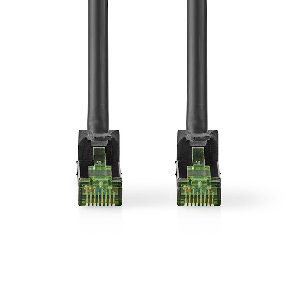 CAT7 nätverkskabel | S/FTP | RJ45 hane | RJ45 hane | 10.0 m | Snagless | Rund | LSZH | Svart | Kuvert