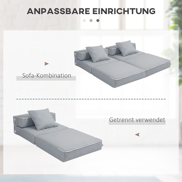 Klapsovestol, Sovesofa, 2-I-1 Klapstol Med Sengefunktion, Afslapningsstol Med Puder, Gæsteseng Til Stue, Soveværelse, Bæreevne Op Til 100 Kg, Lysegrå